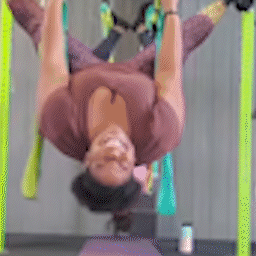 Yoga trapeze swing used in studio happily