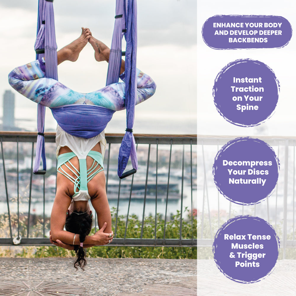 Purple Yoga trapeze Yoga swing, rear view