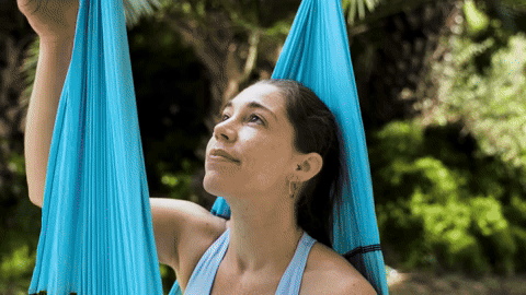Yoga Trapeze Swing being used outdoors