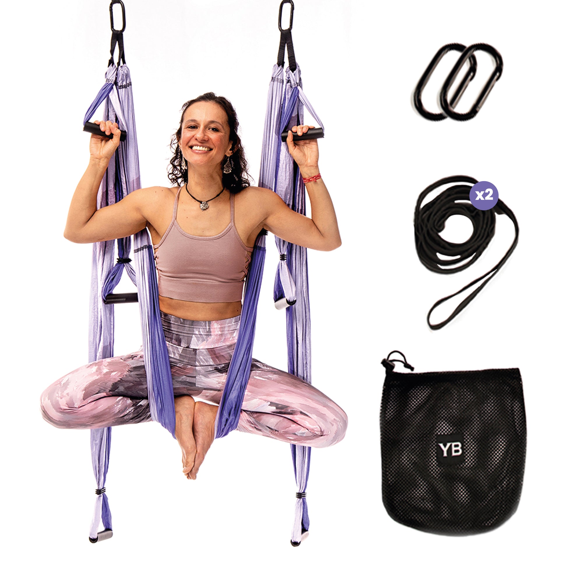 Purple Yoga trapeze Yoga swing, front view 