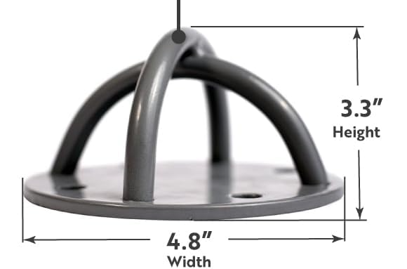 Ceiling hook dimensions: 4.8 inch base diameter, 3.3 inch height