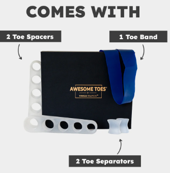 Awesome Toes kit — 2 toe spacers, 1 toe band, 2 toe separators